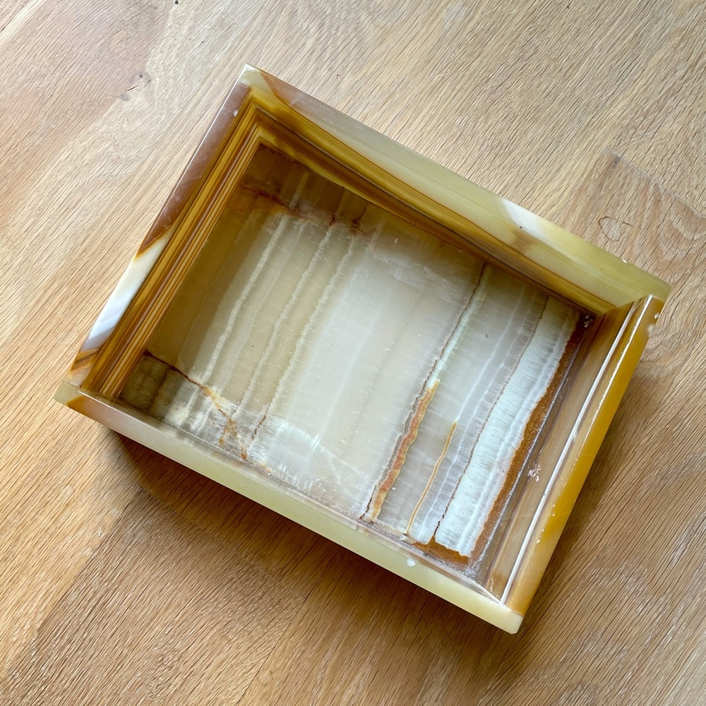 Onyx tray in golds, browns and creams